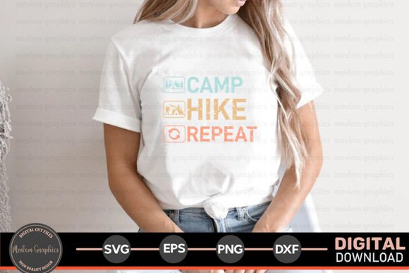 Camp Hike Repeat - Summer Lake SVG: Graphics for T-Shirt Designs