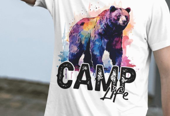 Camping Bear Sublimation Design, Summer Graphics