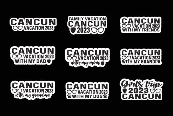 Cancun Summer Vacation Beach Stickers: Graphics for T-Shirt Designs