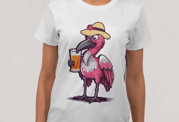 Flamingo Drinking Beer Svg, Summer Graphics