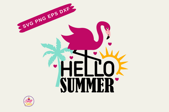 Hello Summer Flamingo SVG Graphics