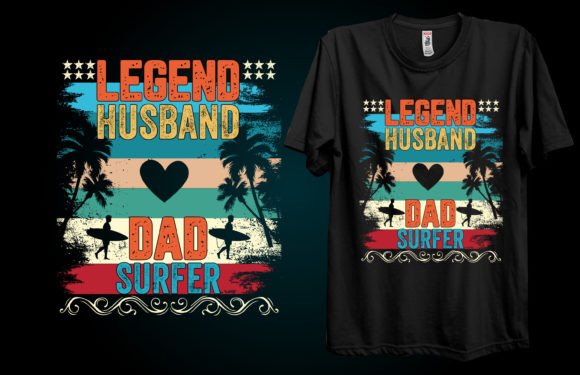 Legend Husband Dad Surfer Summer T-shirt Graphics