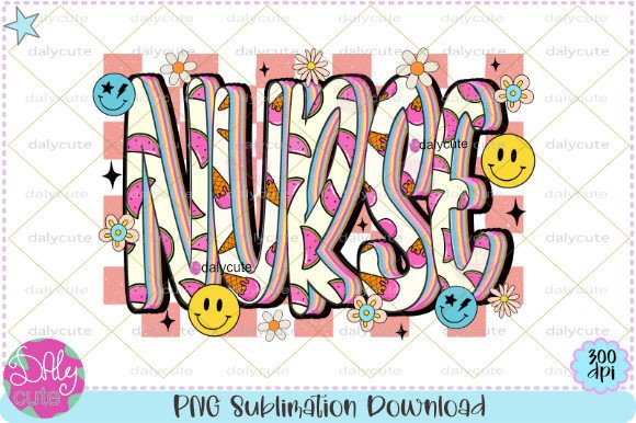 Nurse Summer Retro Groovy Smiley Face Graphics