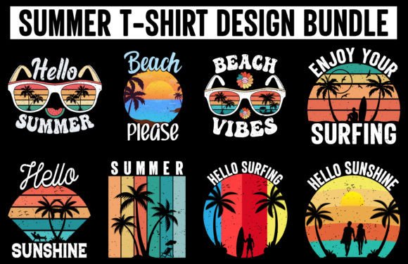 Summer Beach Vacation T Shirts Set Graphics