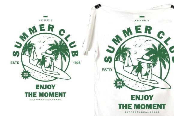 Summer Girl on the Beach Graphics for T-Shirt Designs