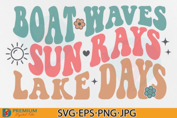 Summer SVG: Boat Waves Sun Rays Lake Days Graphics
