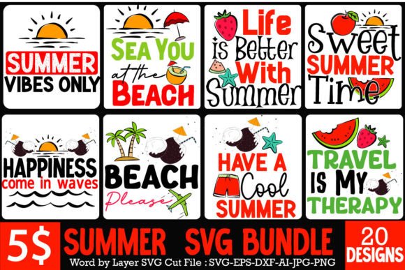 Summer SVG Bundle, Graphics & T-Shirt Designs