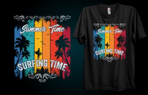 Summer Time Surfing Time T-shirt Graphics