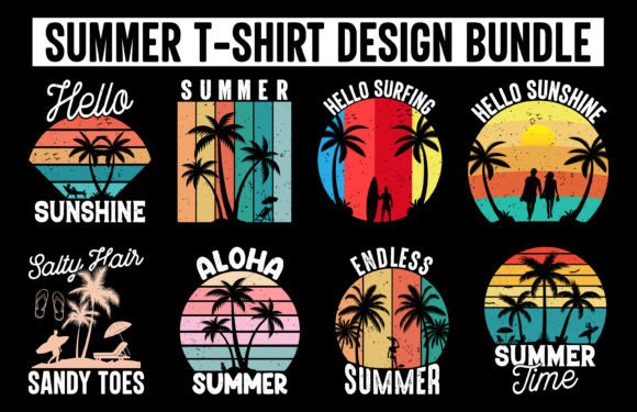 Summer Vintage T-Shirt Design Bundle
